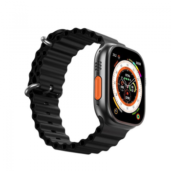 G Tab FT 8 Pro أموليد 2.02 بوصة شاشة عرض كاملة الوضوح ساعة ذكية الترا مع مجموعتين من حزام وشاحن لاسلكي للرجال والأولاد أسود